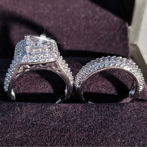 NEW SET 925 STERLING SILVER DIAMOND RING, CUTE RING, SHINY RING. - Picture 4 of 6